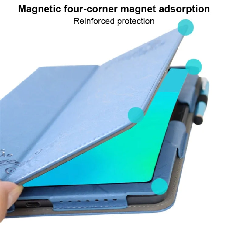 For TCL NxtPaper 11 Flower Embossed Leather Tablet Case with Handrest Strap & Pen Slot(Black) - Others by PMC TechLife | Online Shopping South Africa | PMC TechLife | Buy Now Pay Later Mobicred