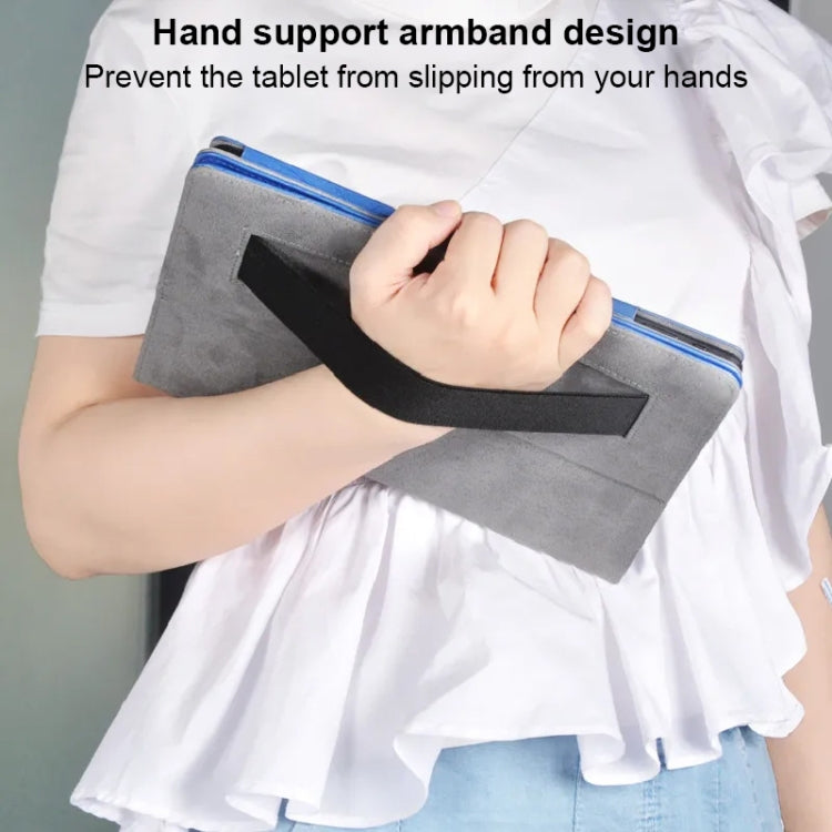 For TCL NxtPaper 11 Flower Embossed Leather Tablet Case with Handrest Strap & Pen Slot(Blue) - Others by PMC TechLife | Online Shopping South Africa | PMC TechLife | Buy Now Pay Later Mobicred