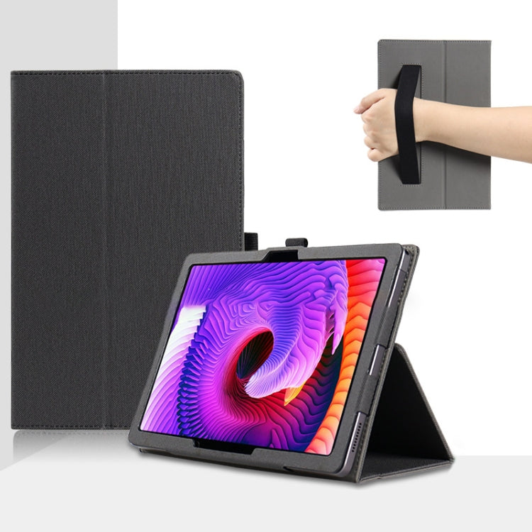 For TCL NxtPaper 11 Skin Texture Leather Tablet Case with Handrest Strap & Pen Slot(Black) - Others by PMC TechLife | Online Shopping South Africa | PMC TechLife | Buy Now Pay Later Mobicred