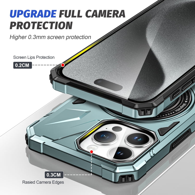 For iPhone 15 Pro MagSafe Magnetic Shockproof Phone Case with Ring Holder(Green) - iPhone 15 Pro Cases by PMC TechLife | Online Shopping South Africa | PMC TechLife