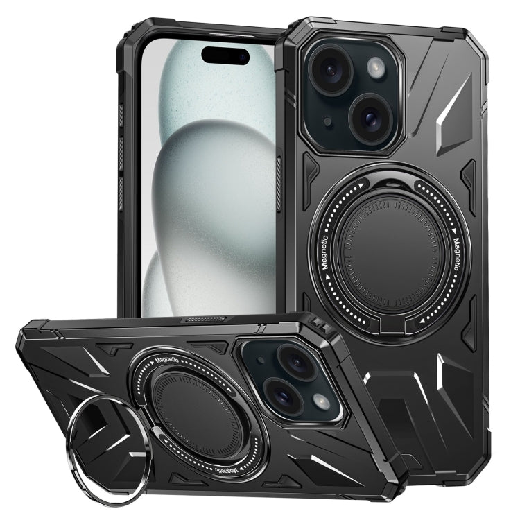For iPhone 15 Plus MagSafe Magnetic Shockproof Phone Case with Ring Holder(Black) - iPhone 15 Plus Cases by PMC TechLife | Online Shopping South Africa | PMC TechLife