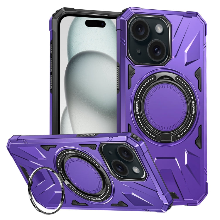 For iPhone 15 MagSafe Magnetic Shockproof Phone Case with Ring Holder(Purple) - iPhone 15 Cases by PMC TechLife | Online Shopping South Africa | PMC TechLife