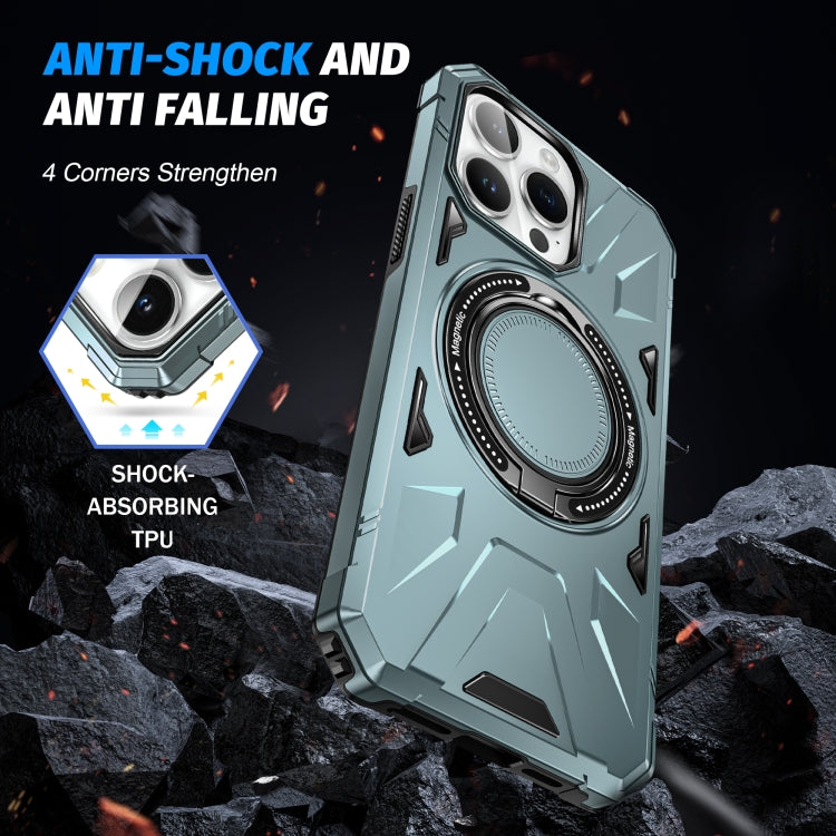 For iPhone 14 Pro MagSafe Magnetic Shockproof Phone Case with Ring Holder(Green) - iPhone 14 Pro Cases by PMC TechLife | Online Shopping South Africa | PMC TechLife