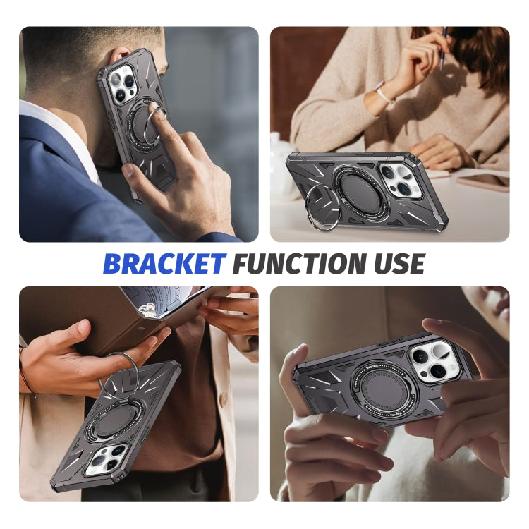 For iPhone 14 Pro MagSafe Magnetic Shockproof Phone Case with Ring Holder(Dark Grey) - iPhone 14 Pro Cases by PMC TechLife | Online Shopping South Africa | PMC TechLife