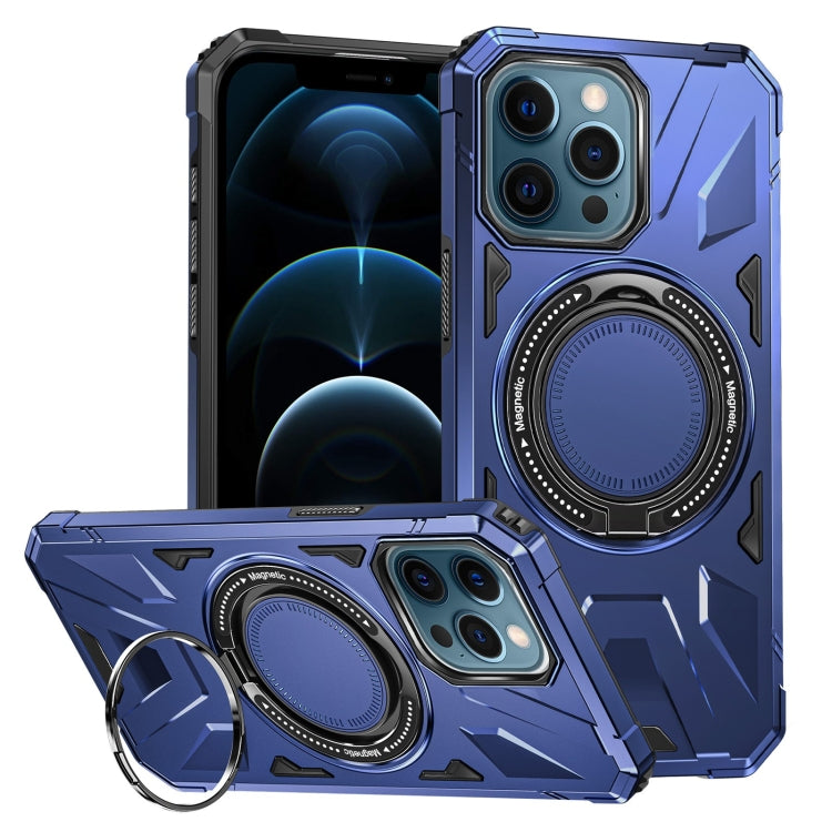 For iPhone 12 Pro Max MagSafe Magnetic Shockproof Phone Case with Ring Holder(Navy Blue) - iPhone 12 Pro Max Cases by PMC TechLife | Online Shopping South Africa | PMC TechLife