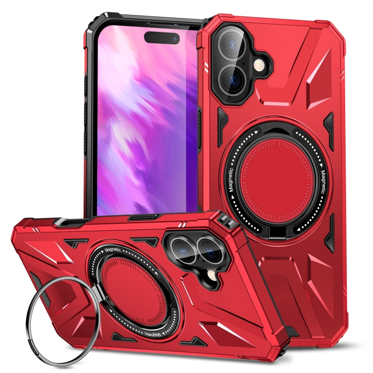 For iPhone 16 Plus MagSafe Magnetic Shockproof Phone Case with Ring Holder(Red) - iPhone 16 Plus Cases by PMC TechLife | Online Shopping South Africa | PMC TechLife | Buy Now Pay Later Mobicred