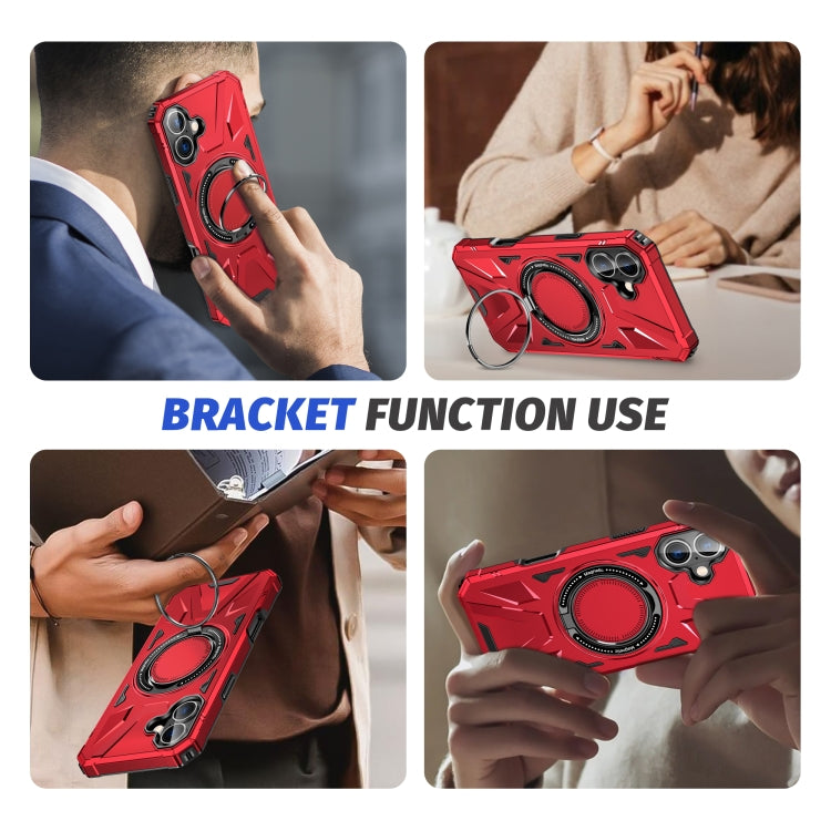 For iPhone 16 Plus MagSafe Magnetic Shockproof Phone Case with Ring Holder(Red) - iPhone 16 Plus Cases by PMC TechLife | Online Shopping South Africa | PMC TechLife | Buy Now Pay Later Mobicred