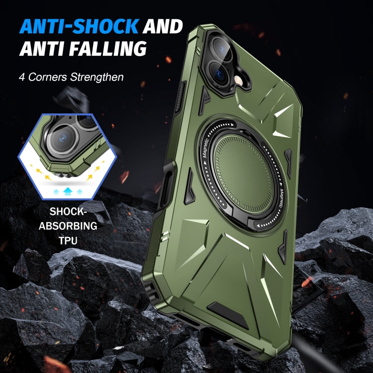 For iPhone 16 MagSafe Magnetic Shockproof Phone Case with Ring Holder(Dark Green) - iPhone 16 Cases by PMC TechLife | Online Shopping South Africa | PMC TechLife | Buy Now Pay Later Mobicred