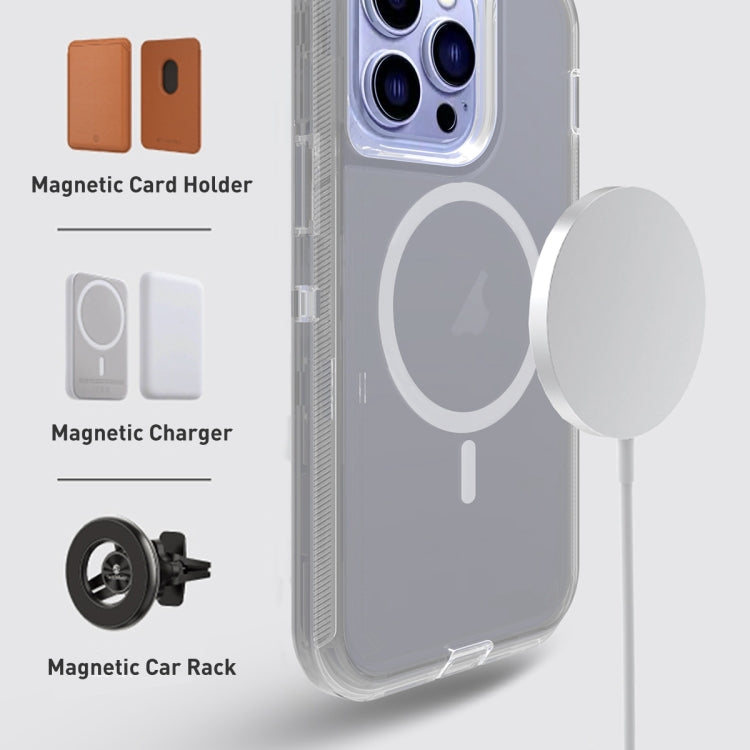 For iPhone 14 Pro Shockproof MagSafe Magnetic Phone Case(Transparent Grey) - iPhone 14 Pro Cases by PMC TechLife | Online Shopping South Africa | PMC TechLife