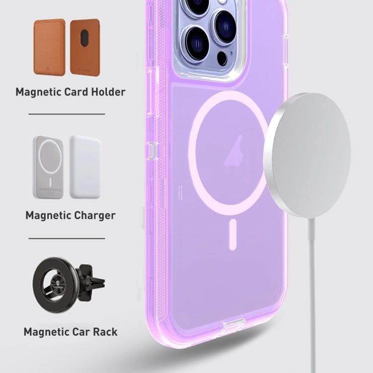 For iPhone 12 Shockproof MagSafe Magnetic Phone Case(Transparent Purple) - iPhone 12 / 12 Pro Cases by PMC TechLife | Online Shopping South Africa | PMC TechLife