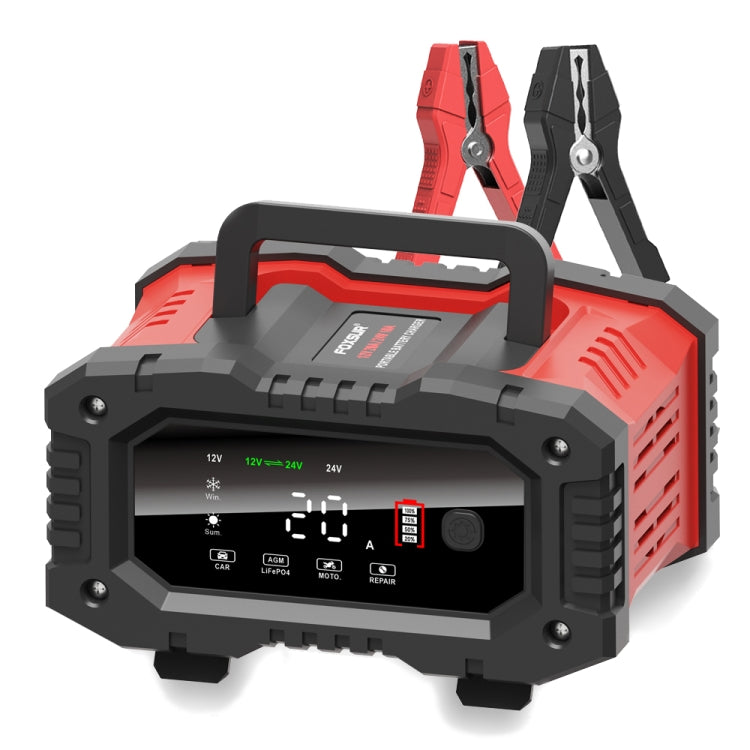 FOXSUR 12V / 24V 20A 300W Portable Motorcycle Car Smart Battery Charger(UK Plug) - free shipping - PMC TechLife - Order now!