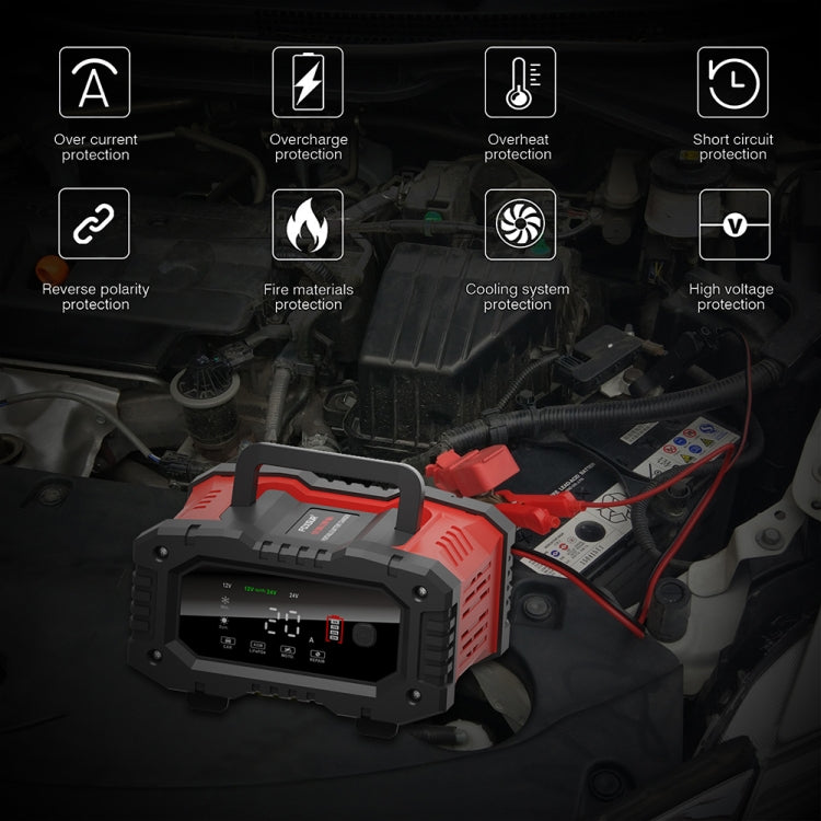 FOXSUR 12V / 24V 20A 300W Portable Motorcycle Car Smart Battery Charger(US Plug) - free shipping - PMC TechLife - Order now!
