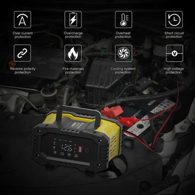 FOXSUR 12V / 24V 10A Portable Motorcycle Car Smart Battery Charger(EU Plug) - free shipping - PMC TechLife - Order now!