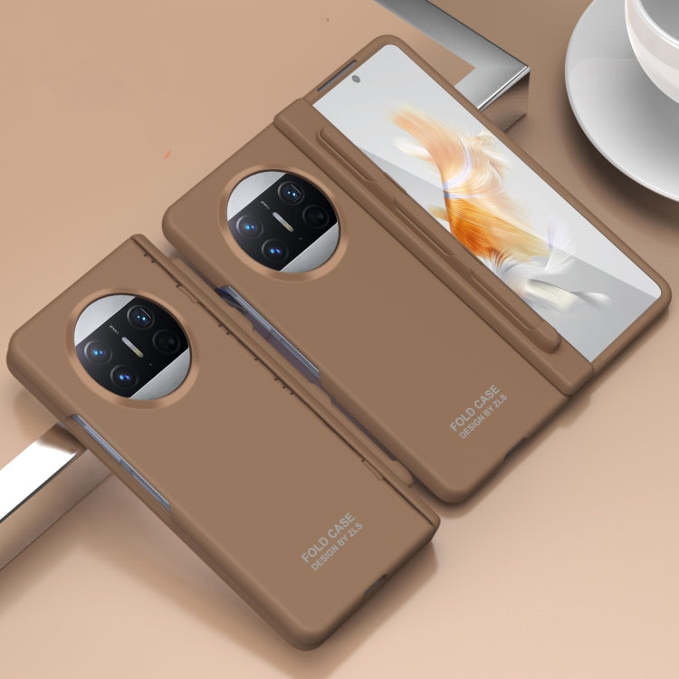 For Huawei Mate X3 Extraordinary Series Hinged Folding Full Coverage Phone Case with Pen Slot & Stylus(Coffee) - Huawei Cases by PMC TechLife | Online Shopping South Africa | PMC TechLife