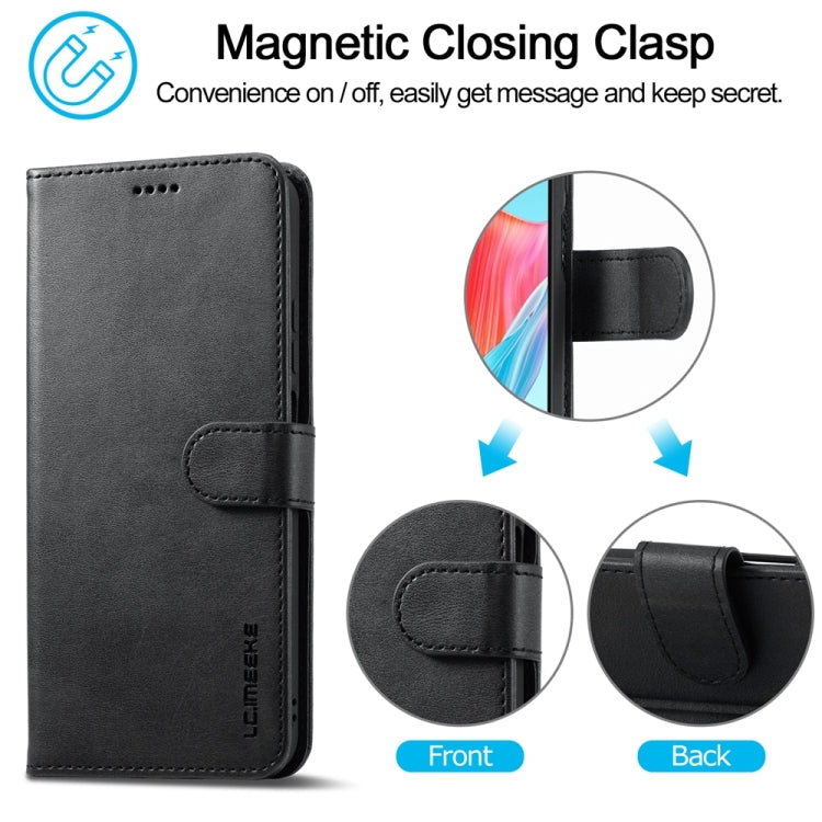 For OPPO A18 4G / A38 4G LC.IMEEKE Calf Texture Horizontal Flip Leather Case(Black) - OPPO Cases by LC.IMEEKE | Online Shopping South Africa | PMC TechLife | Buy Now Pay Later Mobicred
