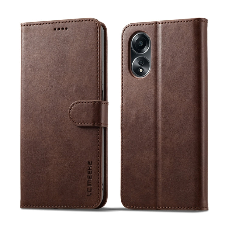 For OPPO Reno8 T 4G LC.IMEEKE Calf Texture Horizontal Flip Leather Case(Brown) - OPPO Cases by LC.IMEEKE | Online Shopping South Africa | PMC TechLife | Buy Now Pay Later Mobicred