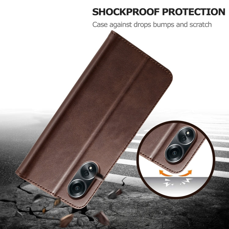 For OPPO Reno8 T 4G LC.IMEEKE Calf Texture Horizontal Flip Leather Case(Brown) - OPPO Cases by LC.IMEEKE | Online Shopping South Africa | PMC TechLife | Buy Now Pay Later Mobicred