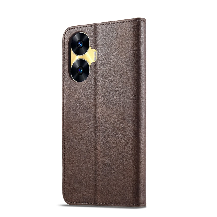 For Realme C55 LC.IMEEKE Calf Texture Horizontal Flip Leather Case(Brown) - free shipping - PMC TechLife - Order now!