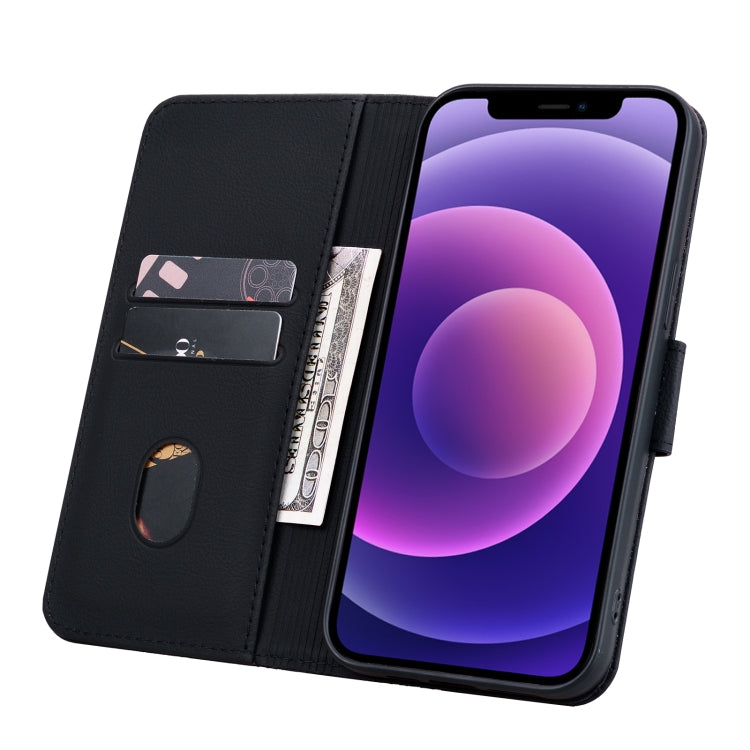 For iPhone 16 Business Diamond Buckle Leather Phone Case with Lanyard(Black) - iPhone 16 Cases by PMC TechLife | Online Shopping South Africa | PMC TechLife | Buy Now Pay Later Mobicred