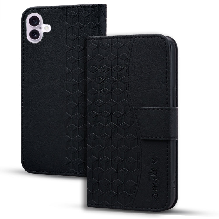 For iPhone 16 Plus Business Diamond Buckle Leather Phone Case with Lanyard(Black) - free shipping - PMC TechLife - Order now!