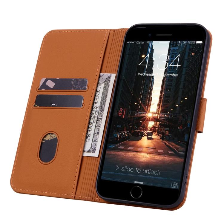 For iPhone 16e Business Diamond Buckle Leather Phone Case with Lanyard(Brown) - iPhone 16e Cases by PMC TechLife | Online Shopping South Africa | PMC TechLife | Buy Now Pay Later Mobicred