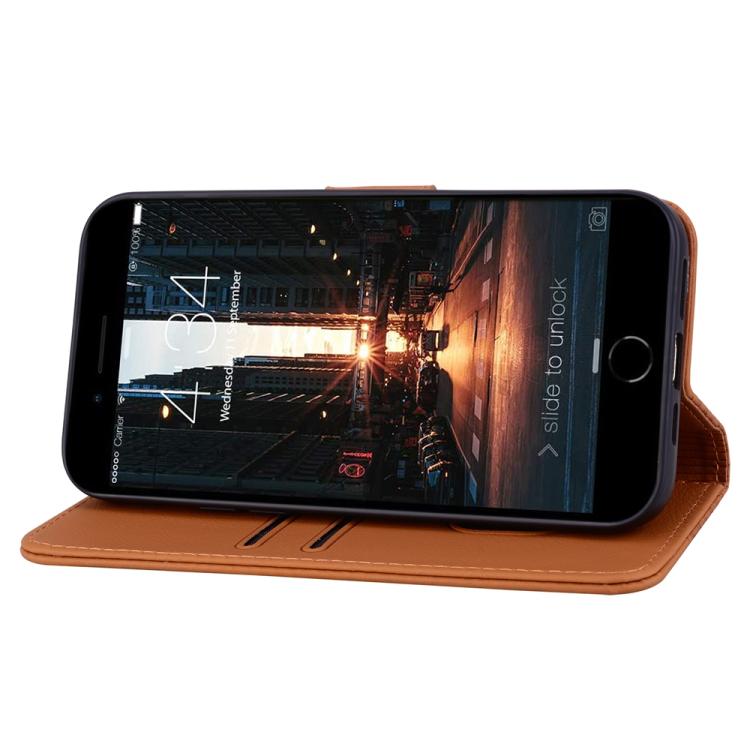 For iPhone 16e Business Diamond Buckle Leather Phone Case with Lanyard(Brown) - iPhone 16e Cases by PMC TechLife | Online Shopping South Africa | PMC TechLife | Buy Now Pay Later Mobicred