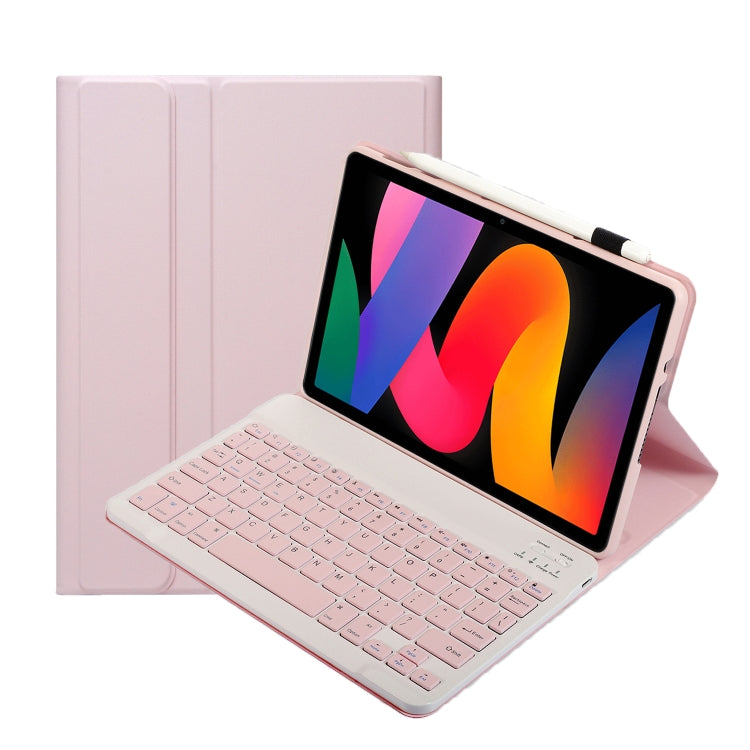 For Xiaomi Redmi Pad SE 11 inch A0N9 Lambskin Texture Ultra-thin Detachable Bluetooth Keyboard Leather Case(Pink) - Xiaomi Keyboard by PMC TechLife | Online Shopping South Africa | PMC TechLife | Buy Now Pay Later Mobicred