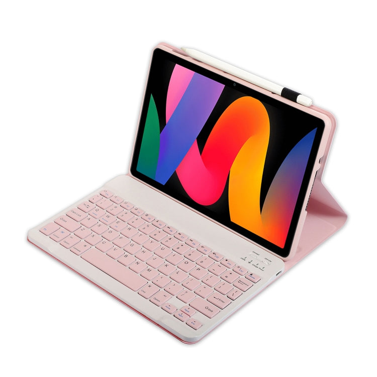 For Xiaomi Redmi Pad SE 11 inch A0N9 Lambskin Texture Ultra-thin Detachable Bluetooth Keyboard Leather Case(Pink) - Xiaomi Keyboard by PMC TechLife | Online Shopping South Africa | PMC TechLife | Buy Now Pay Later Mobicred
