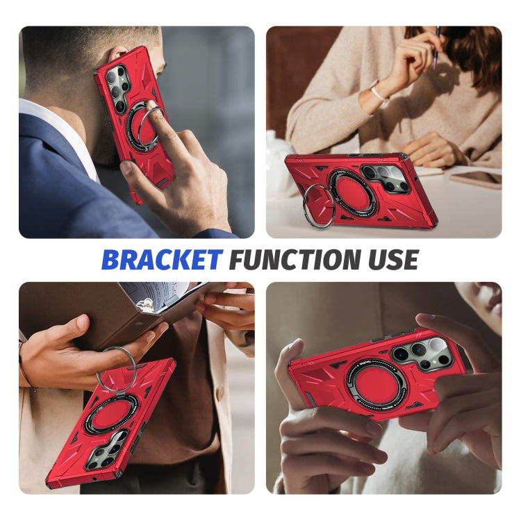 For Samsung Galaxy S23 5G MagSafe Magnetic Shockproof Phone Case with Ring Holder(Red) - Galaxy S23 5G Cases by PMC TechLife | Online Shopping South Africa | PMC TechLife