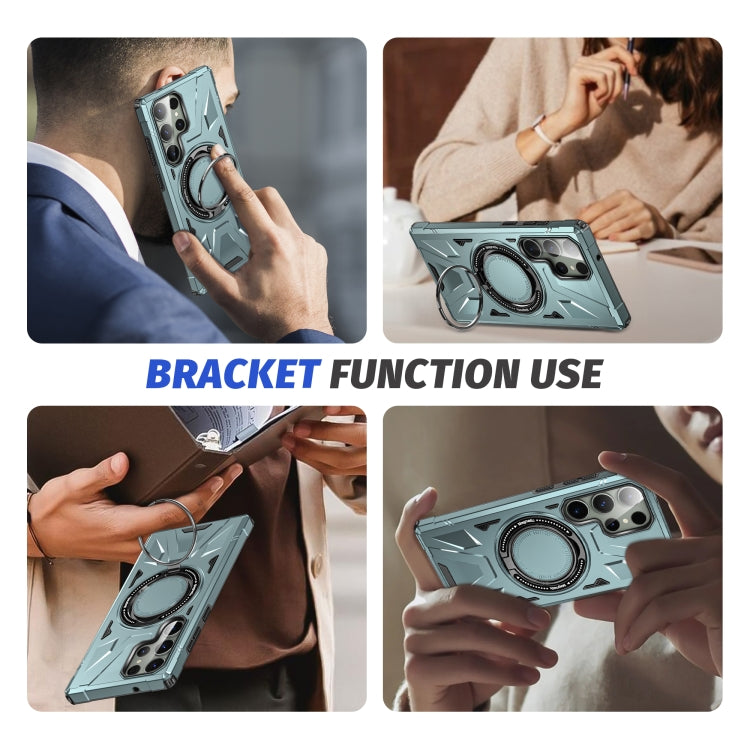 For Samsung Galaxy S23 Ultra 5G MagSafe Magnetic Shockproof Phone Case with Ring Holder(Green) - Galaxy S23 Ultra 5G Cases by PMC TechLife | Online Shopping South Africa | PMC TechLife
