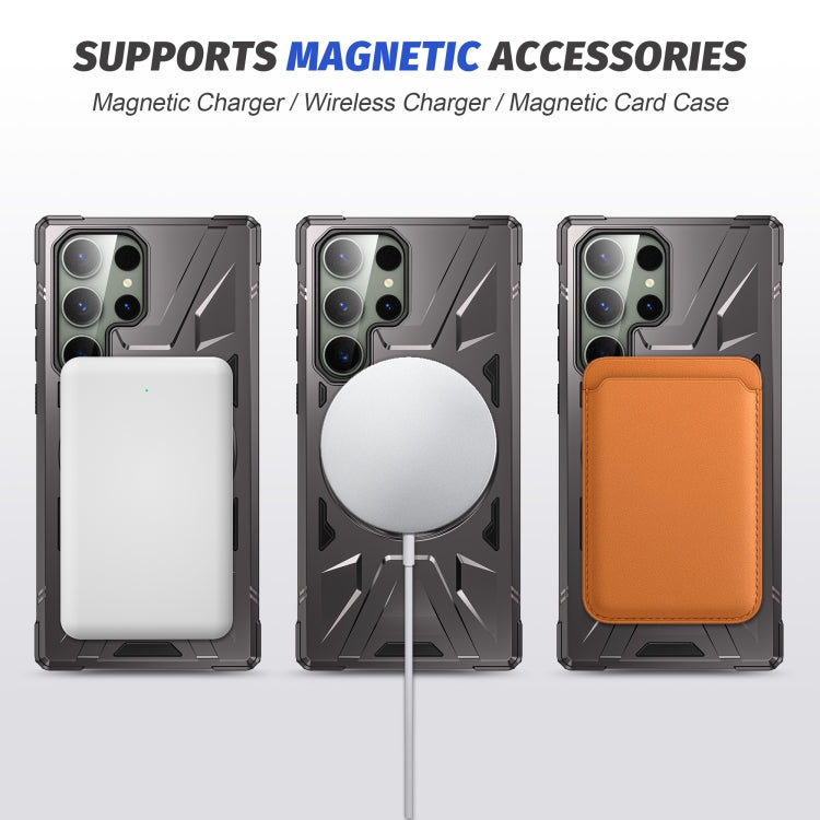 For Samsung Galaxy S23 Ultra 5G MagSafe Magnetic Shockproof Phone Case with Ring Holder(Dark Grey) - Galaxy S23 Ultra 5G Cases by PMC TechLife | Online Shopping South Africa | PMC TechLife