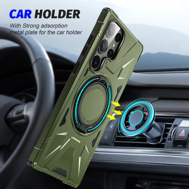 For Samsung Galaxy S23 Ultra 5G MagSafe Magnetic Shockproof Phone Case with Ring Holder(Dark Green) - Galaxy S23 Ultra 5G Cases by PMC TechLife | Online Shopping South Africa | PMC TechLife