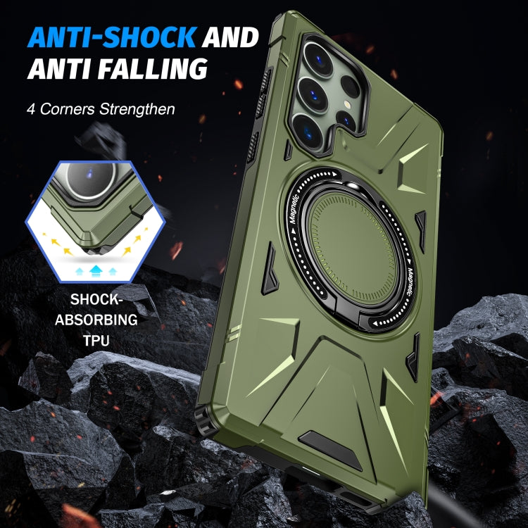 For Samsung Galaxy S23 Ultra 5G MagSafe Magnetic Shockproof Phone Case with Ring Holder(Dark Green) - Galaxy S23 Ultra 5G Cases by PMC TechLife | Online Shopping South Africa | PMC TechLife