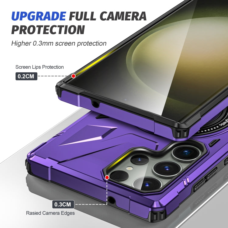 For Samsung Galaxy S23 Ultra 5G MagSafe Magnetic Shockproof Phone Case with Ring Holder(Purple) - Galaxy S23 Ultra 5G Cases by PMC TechLife | Online Shopping South Africa | PMC TechLife