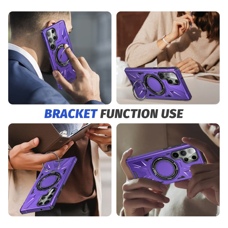 For Samsung Galaxy S23 Ultra 5G MagSafe Magnetic Shockproof Phone Case with Ring Holder(Purple) - Galaxy S23 Ultra 5G Cases by PMC TechLife | Online Shopping South Africa | PMC TechLife