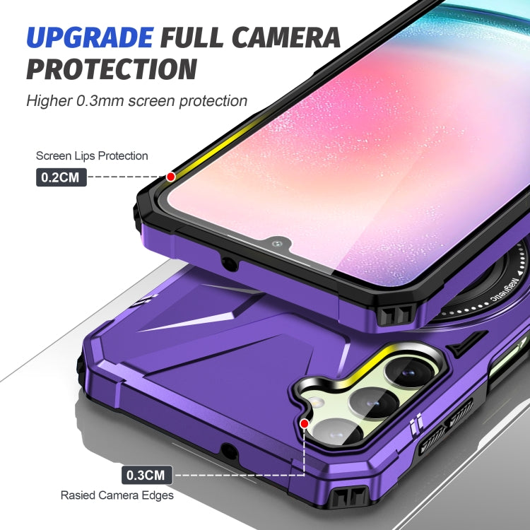 For Samsung Galaxy A24 4G/A25 5G MagSafe Magnetic Shockproof Phone Case with Ring Holder(Purple) - Galaxy Phone Cases by PMC TechLife | Online Shopping South Africa | PMC TechLife