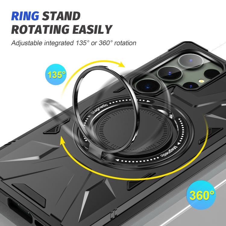 For Samsung Galaxy S24 Ultra 5G MagSafe Magnetic Shockproof Phone Case with Ring Holder(Black) - Galaxy S24 Ultra 5G Cases by PMC TechLife | Online Shopping South Africa | PMC TechLife