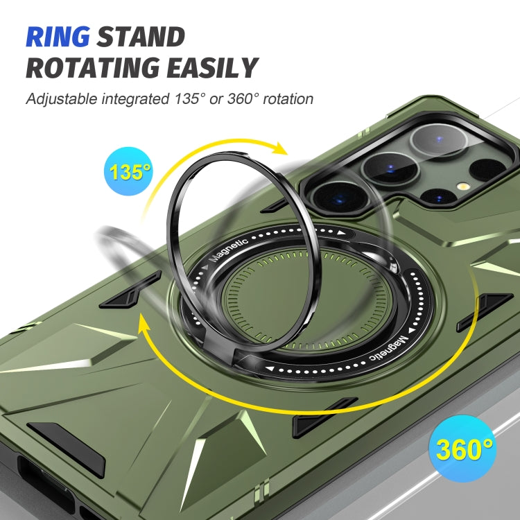 For Samsung Galaxy S24 Ultra 5G MagSafe Magnetic Shockproof Phone Case with Ring Holder(Dark Green) - Galaxy S24 Ultra 5G Cases by PMC TechLife | Online Shopping South Africa | PMC TechLife