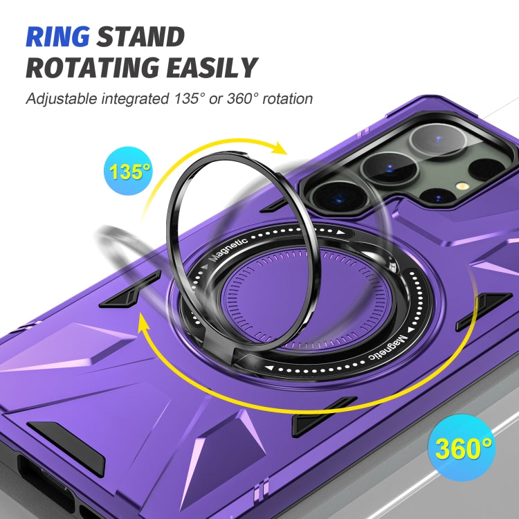 For Samsung Galaxy S24 Ultra 5G MagSafe Magnetic Shockproof Phone Case with Ring Holder(Purple) - Galaxy S24 Ultra 5G Cases by PMC TechLife | Online Shopping South Africa | PMC TechLife