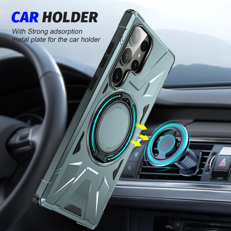 For Samsung Galaxy S24+ 5G MagSafe Magnetic Shockproof Phone Case with Ring Holder(Green) - Galaxy S24+ 5G Cases by PMC TechLife | Online Shopping South Africa | PMC TechLife