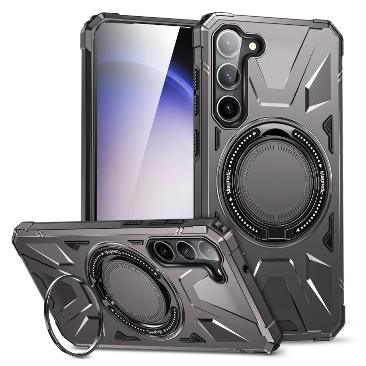 For Samsung Galaxy S24 5G MagSafe Magnetic Shockproof Phone Case with Ring Holder(Dark Grey) - Galaxy S24 5G Cases by PMC TechLife | Online Shopping South Africa | PMC TechLife