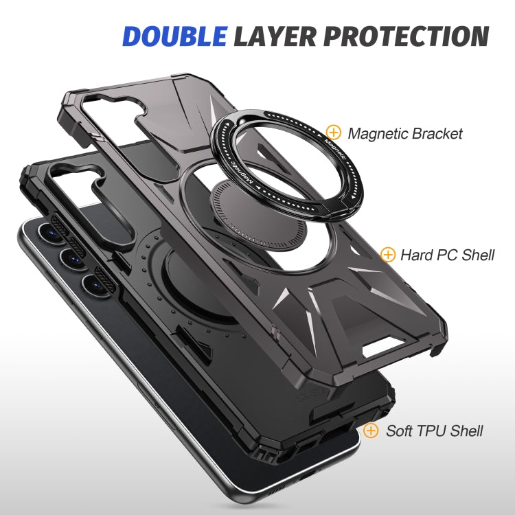 For Samsung Galaxy S24 5G MagSafe Magnetic Shockproof Phone Case with Ring Holder(Dark Grey) - Galaxy S24 5G Cases by PMC TechLife | Online Shopping South Africa | PMC TechLife