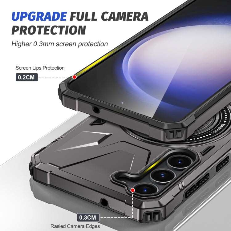 For Samsung Galaxy S24 5G MagSafe Magnetic Shockproof Phone Case with Ring Holder(Dark Grey) - Galaxy S24 5G Cases by PMC TechLife | Online Shopping South Africa | PMC TechLife