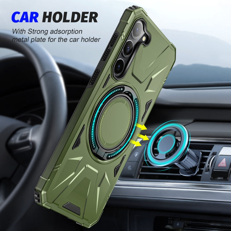 For Samsung Galaxy S24 5G MagSafe Magnetic Shockproof Phone Case with Ring Holder(Dark Green) - Galaxy S24 5G Cases by PMC TechLife | Online Shopping South Africa | PMC TechLife