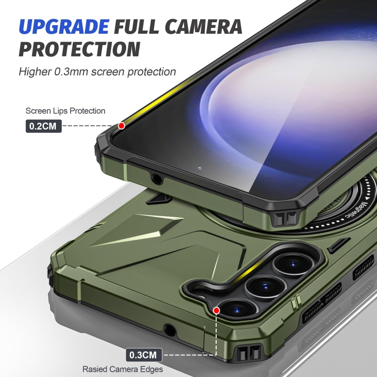For Samsung Galaxy S24 5G MagSafe Magnetic Shockproof Phone Case with Ring Holder(Dark Green) - Galaxy S24 5G Cases by PMC TechLife | Online Shopping South Africa | PMC TechLife