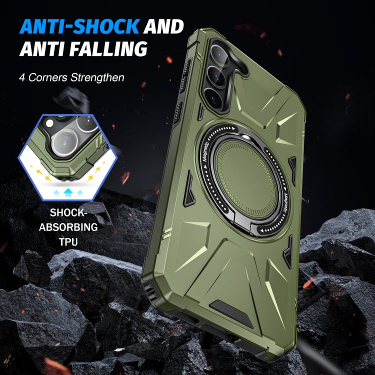 For Samsung Galaxy S24 5G MagSafe Magnetic Shockproof Phone Case with Ring Holder(Dark Green) - Galaxy S24 5G Cases by PMC TechLife | Online Shopping South Africa | PMC TechLife
