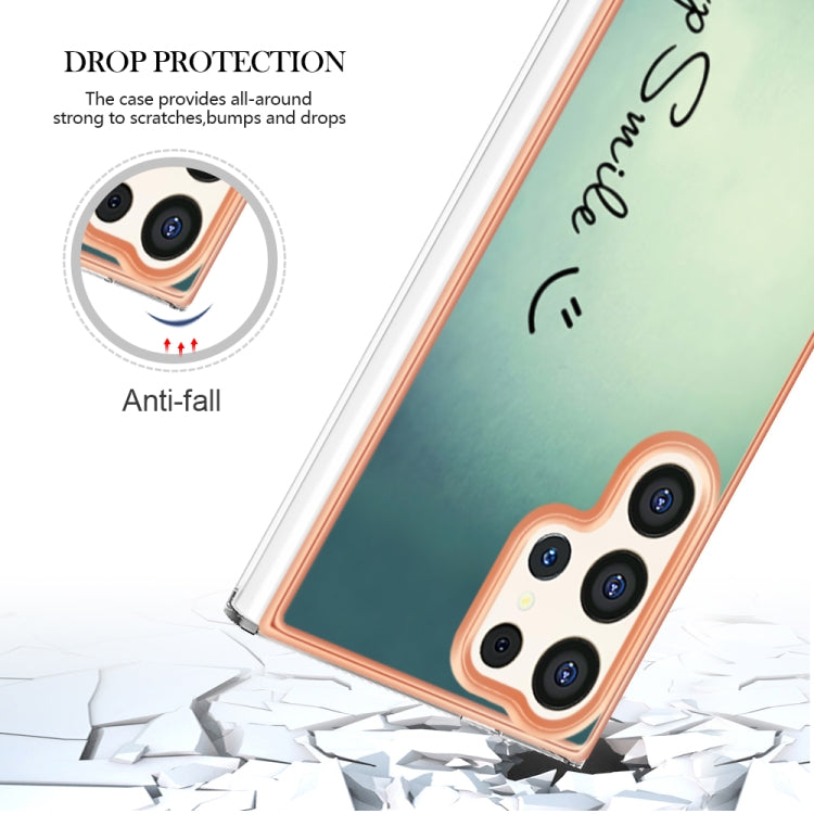 For Samsung Galaxy S24 Ultra 5G Electroplating Marble Dual-side IMD Phone Case(Smile) - Galaxy S24 Ultra 5G Cases by PMC TechLife | Online Shopping South Africa | PMC TechLife