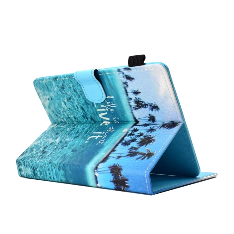 For 10 inch Universal Colored Drawing Stitching Leather Tablet Case(Blue Sea) - 10 - 11 inch by PMC TechLife | Online Shopping South Africa | PMC TechLife | Buy Now Pay Later Mobicred