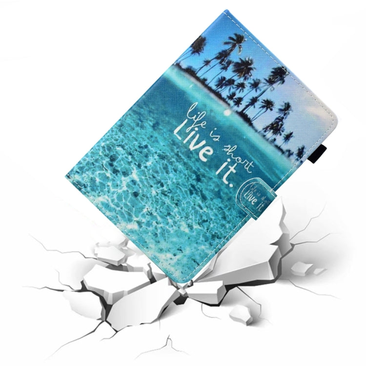 For 10 inch Universal Colored Drawing Stitching Leather Tablet Case(Blue Sea) - 10 - 11 inch by PMC TechLife | Online Shopping South Africa | PMC TechLife | Buy Now Pay Later Mobicred