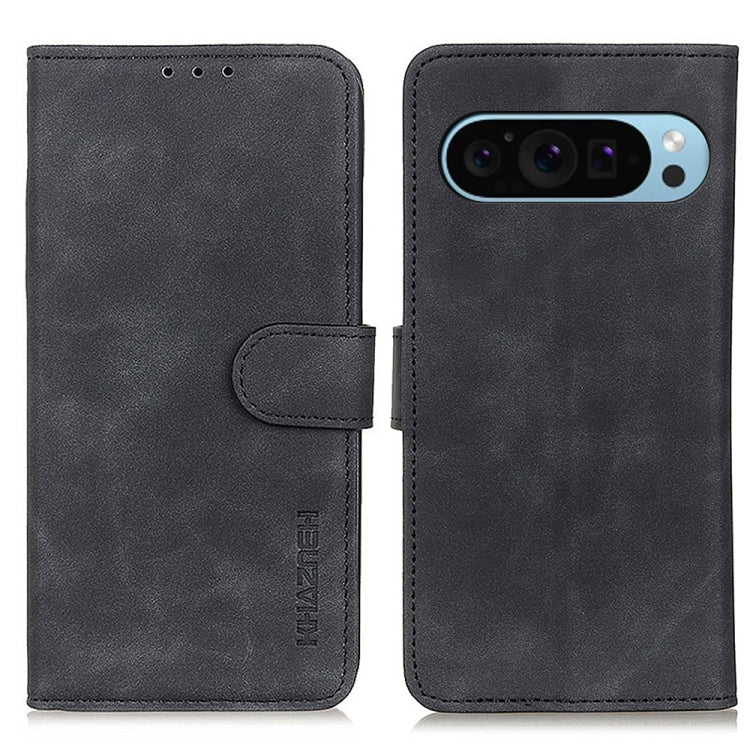 For Google Pixel 10 / 9 KHAZNEH Retro Texture Flip Leather Phone Case(Black) - Google Cases by PMC TechLife | Online Shopping South Africa | PMC TechLife | Buy Now Pay Later Mobicred